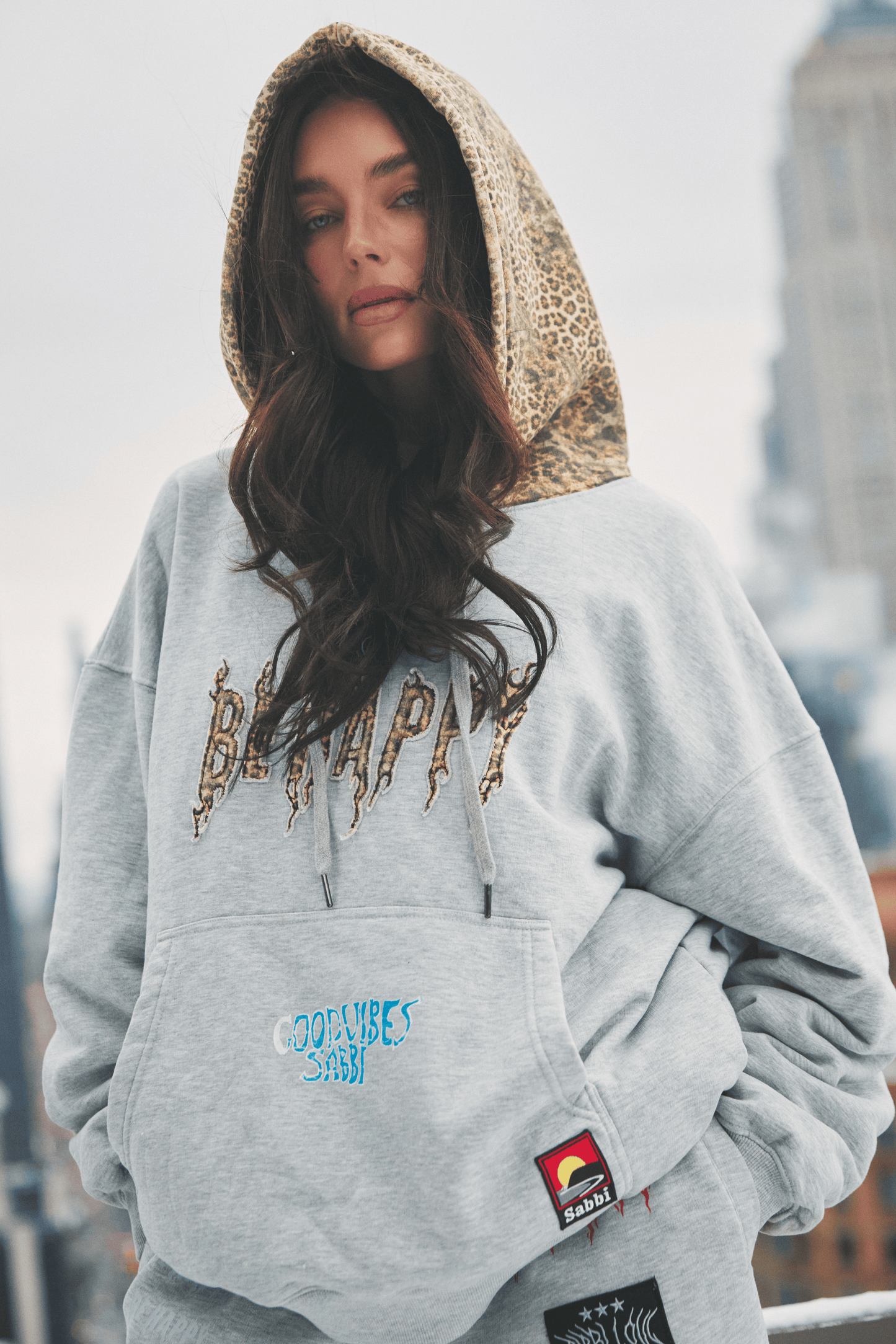 THE BE HAPPY LEOPARD HOODIE
